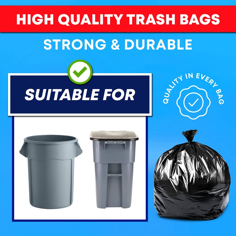 Tasker 55-60 Gallon Trash Bags Heavy Duty, (Value Pack 100 Bags w/Ties) Large Black Outdoor Trash Bags, Extra Large Trash Can Liners, 60 Gal, 55 Gal, 50 Gallon Trash Can Liner Capacity - Image 4